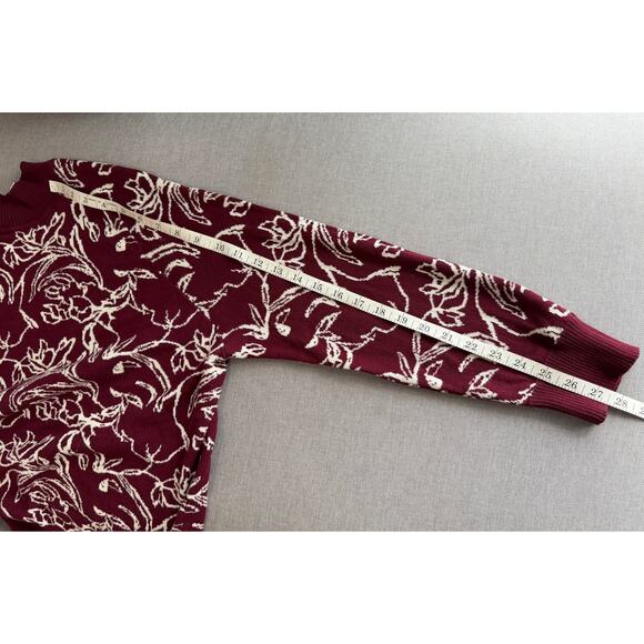 Amour Vert Women’s organic Cotton Burgundy sweater  boho  retro Size L relaxed - Picture 7 of 9